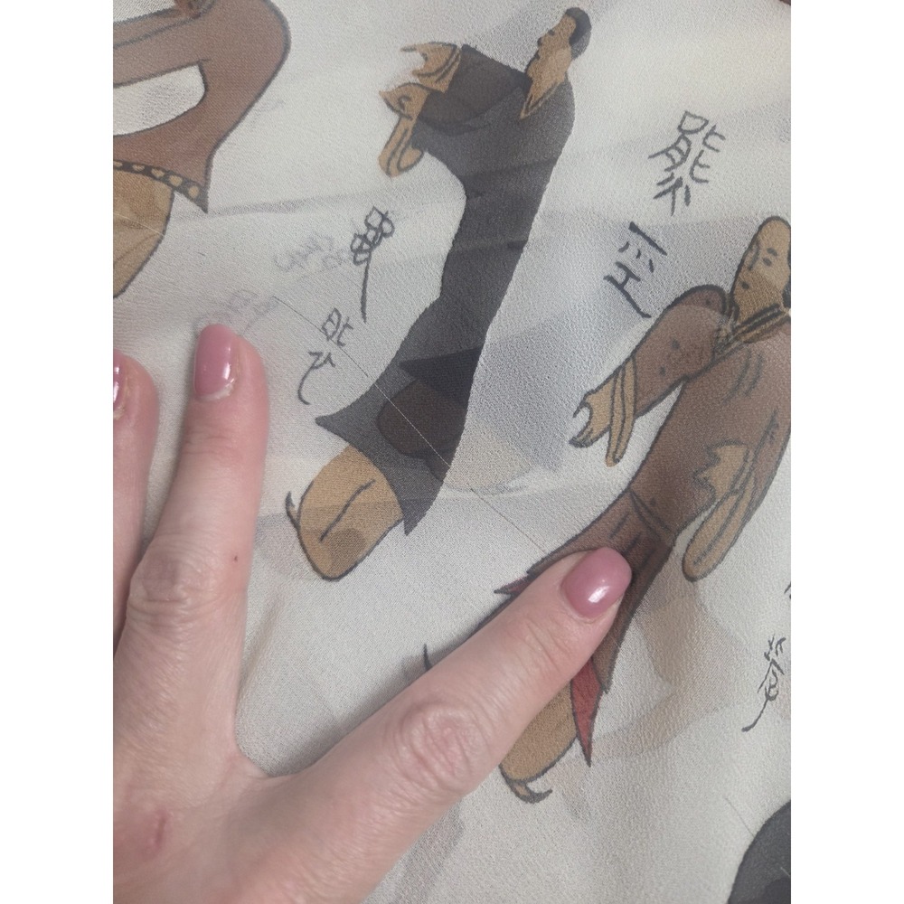Chinese Silk Scarf‎ Daoyin Chinese Movements Exercises Silk 21x62 Some Flaws - Picture 10 of 15